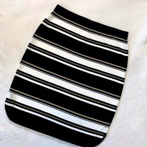 Max Studio Black, Green & White Striped Skirt - XS- Elastic Waist
